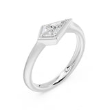 Frame Bezel East West Kite Cut Solitaire Ring, lab-grown diamond, 14K white gold, front view