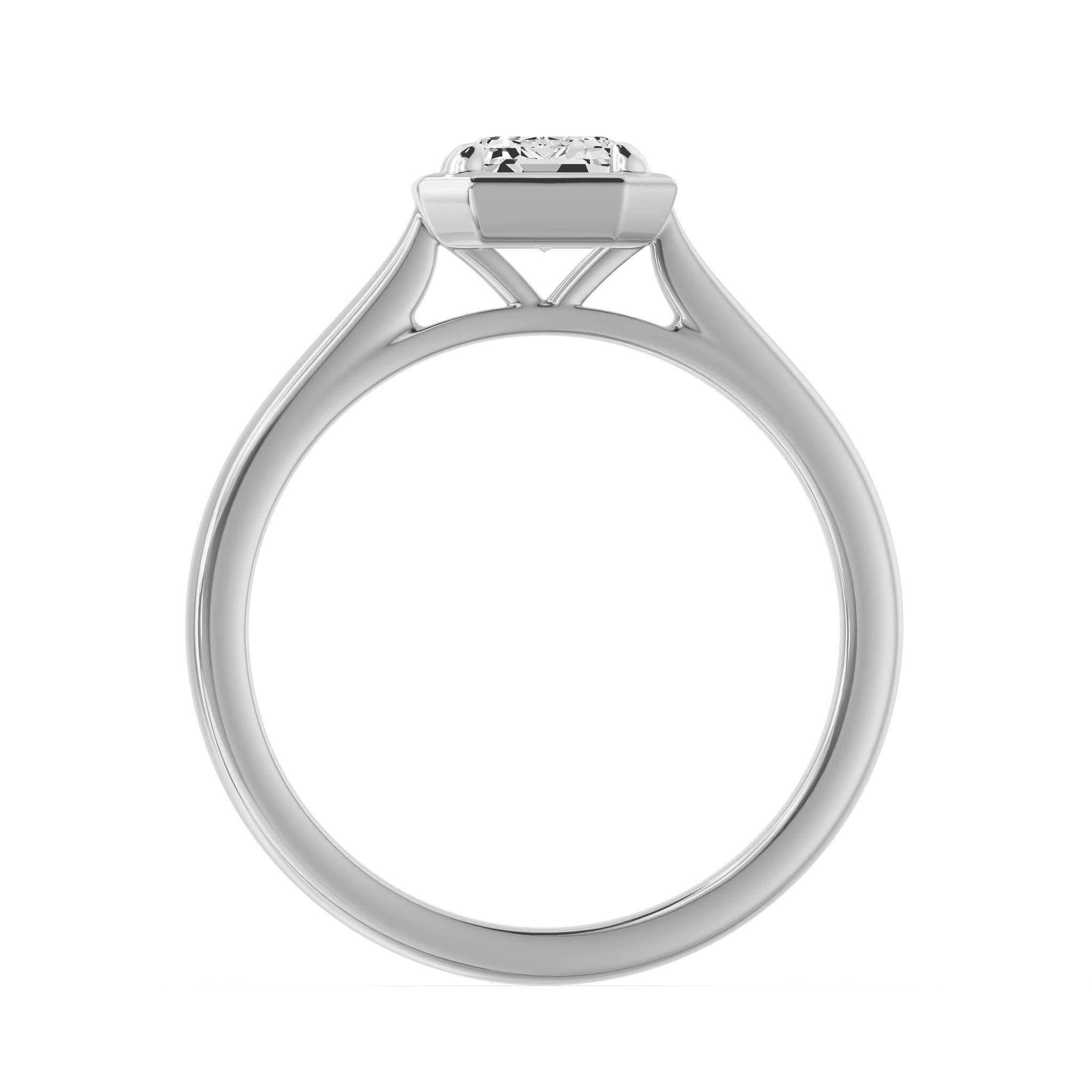 Frame Bezel Emerald Cut Solitaire Ring, lab-grown diamond, 14K white gold, front view