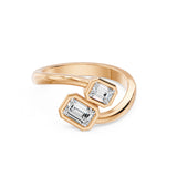 Frame Bezel Emerald Duo Two Stone Ring, lab-grown diamonds, 14K rose gold, angle view