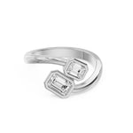 Frame Bezel Emerald Duo Two Stone Ring, lab-grown diamonds, 14K white gold, angle view