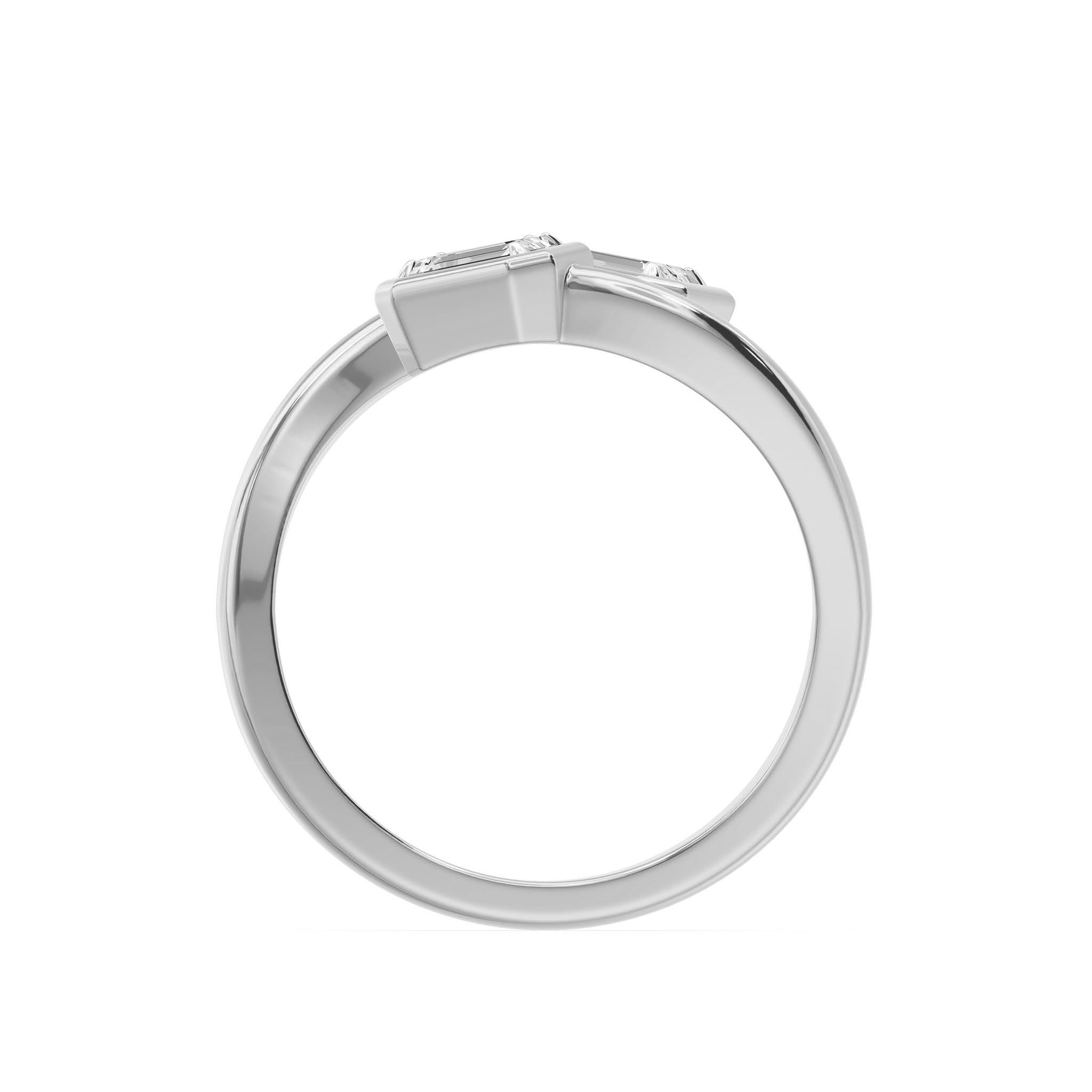 Frame Bezel Emerald Duo Two Stone Ring, lab-grown diamonds, 14K white gold, front view