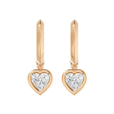 Frame Bezel Heart Dangle Huggie Earrings, lab-grown diamonds, 14K rose gold, front view