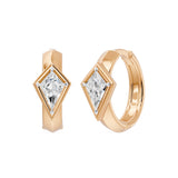 Frame Bezel Kite Huggie Earrings, lab-grown diamonds, 14K rose gold, angle view