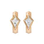 Frame Bezel Kite Huggie Earrings, lab-grown diamonds, 14K rose gold, front view