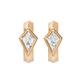 Frame Bezel Kite Huggie Earrings, lab-grown diamonds, 14K rose gold, front view
