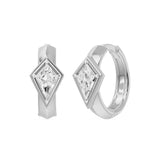 Frame Bezel Kite Huggie Earrings, lab-grown diamonds, 14K white gold, angle view