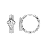 Frame Bezel Kite Huggie Earrings, lab-grown diamonds, 14K white gold, side view