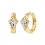 Frame Bezel Kite Huggie Earrings, lab-grown diamonds, 14K yellow gold, front view