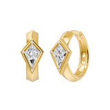 Frame Bezel Kite Huggie Earrings, lab-grown diamonds, 14K yellow gold, front view