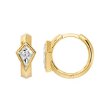 Frame Bezel Kite Huggie Earrings, lab-grown diamonds, 14K yellow gold, side view