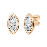 Frame Bezel Marquise Solitaire Stud Earrings, lab-grown diamonds, 14K rose gold, angle view