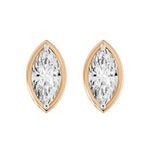 Frame Bezel Marquise Solitaire Stud Earrings, lab-grown diamonds, 14K rose gold, front view