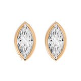 Frame Bezel Marquise Solitaire Stud Earrings, lab-grown diamonds, 14K rose gold, front view