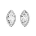 Frame Bezel Marquise Solitaire Stud Earrings, lab-grown diamonds, 14K white gold, front view