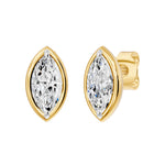 Frame Bezel Marquise Solitaire Stud Earrings, lab-grown diamonds, 14K yellow gold, front view