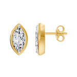 Frame Bezel Marquise Solitaire Stud Earrings, lab-grown diamonds, 14K yellow gold, side view