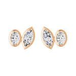 Frame Bezel Oval Marquise Duo Stud Earrings, lab-grown diamonds, 14K rose gold, front view