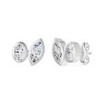 Frame Bezel Oval Marquise Duo Stud Earrings, lab-grown diamonds, 14K white gold, angle view