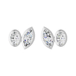 Frame Bezel Oval Marquise Duo Stud Earrings, lab-grown diamonds, 14K white gold, front view