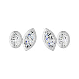 Frame Bezel Oval Marquise Duo Stud Earrings, lab-grown diamonds, 14K white gold, front view