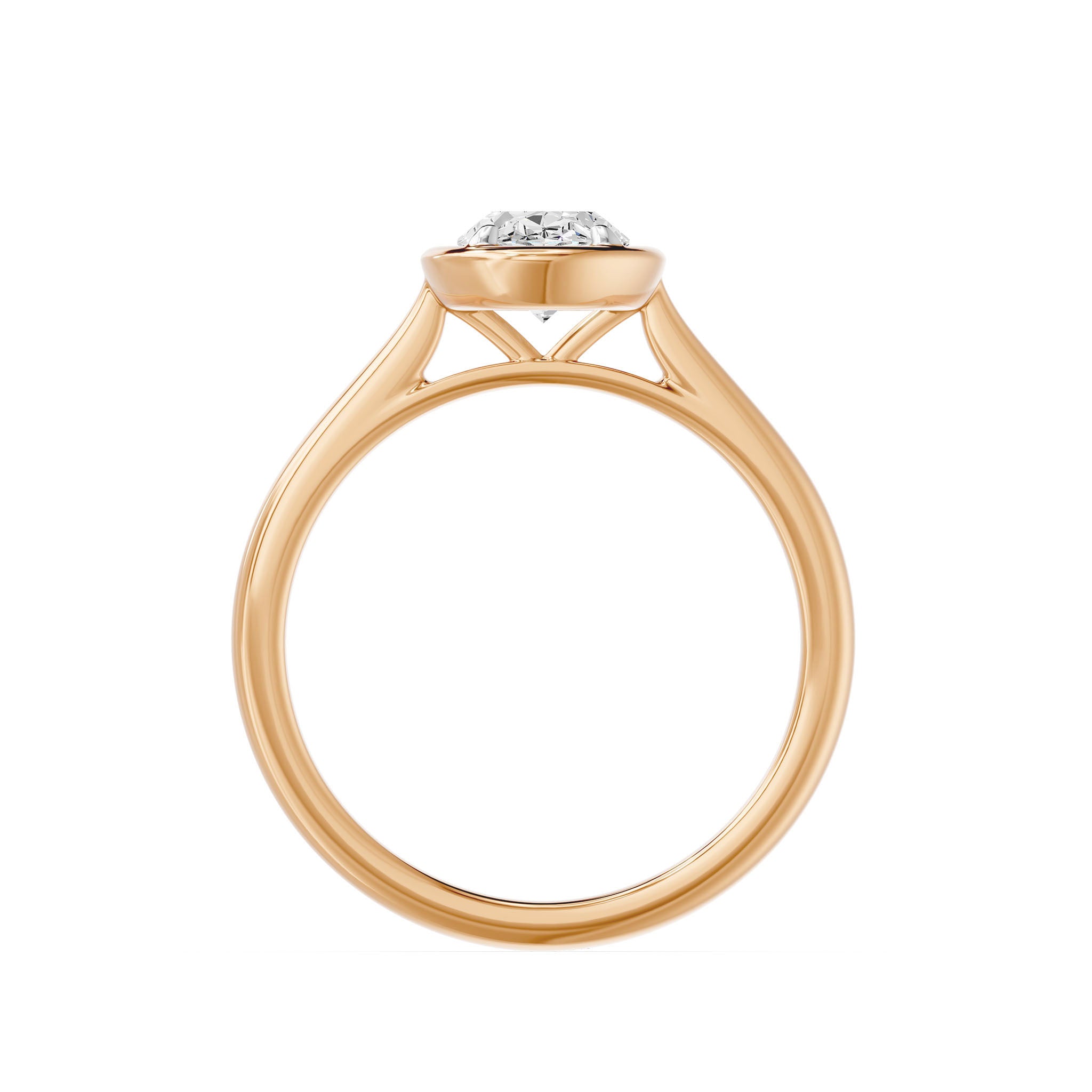 Frame Bezel Oval Solitaire Ring, lab-grown diamond, 14K rose gold, front view