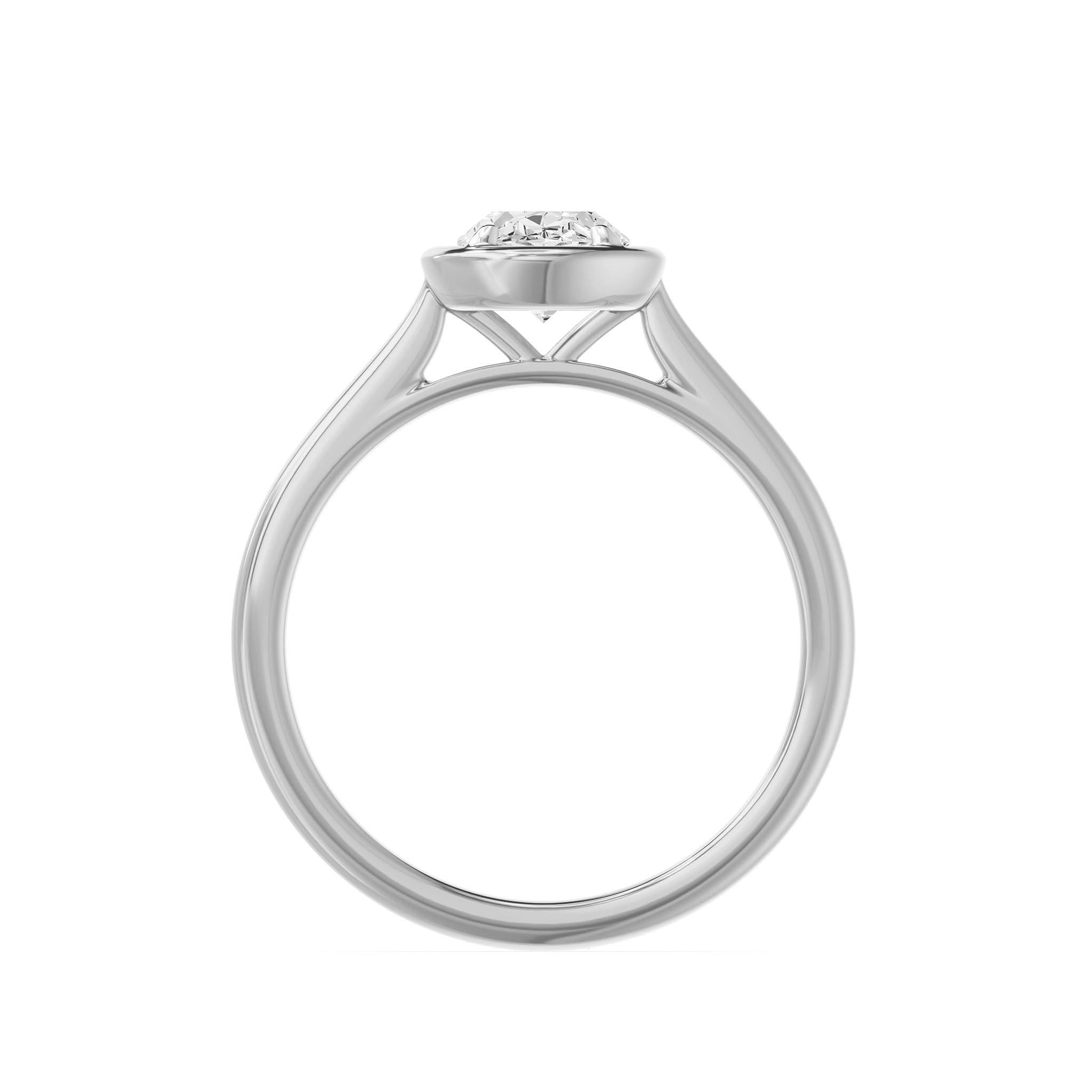 Frame Bezel Oval Solitaire Ring, lab-grown diamond, 14K white gold, front view