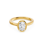 Frame Bezel Oval Solitaire Ring, lab-grown diamond, 14K yellow gold, angle view