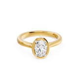 Frame Bezel Oval Solitaire Ring, lab-grown diamond, 14K yellow gold, angle view