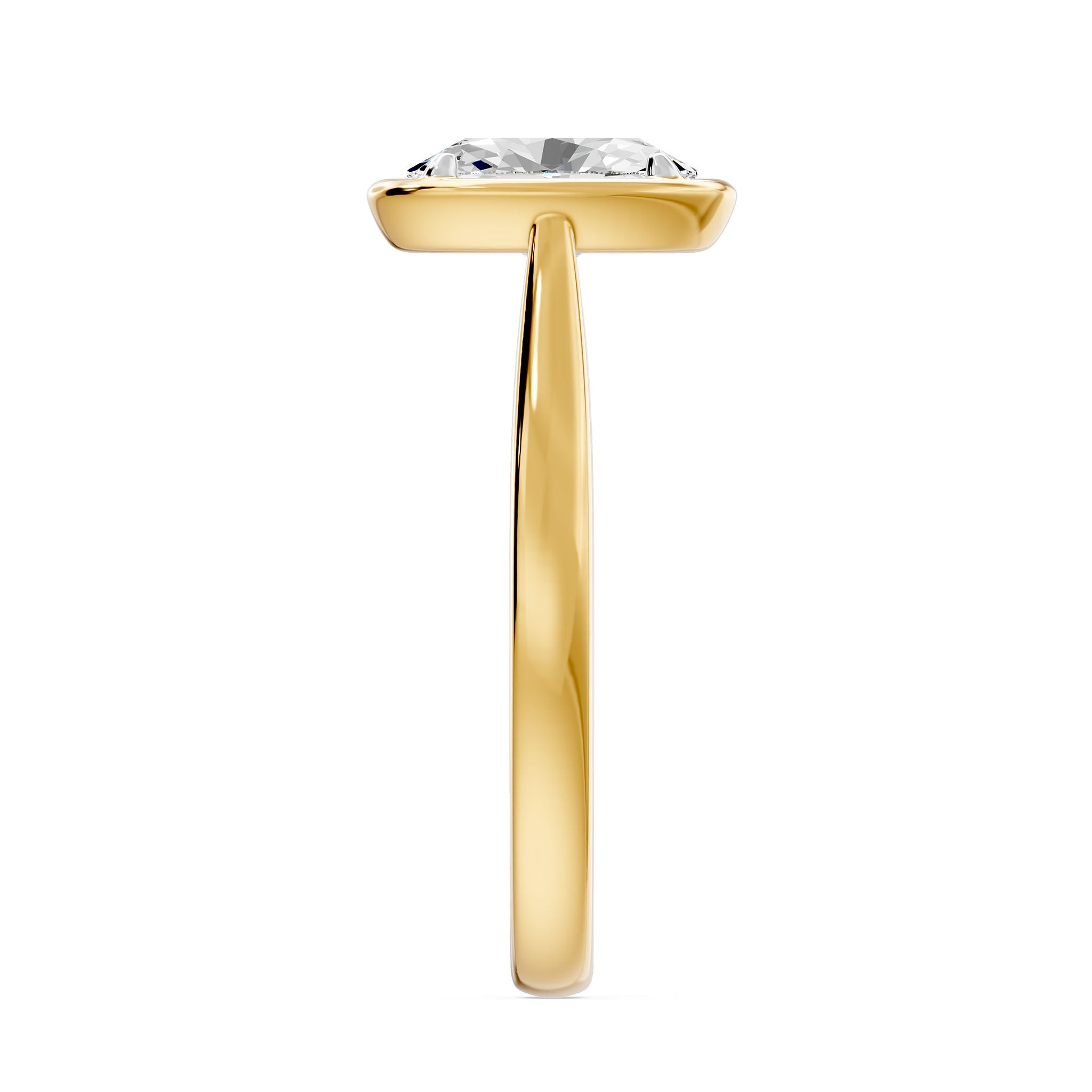 Frame Bezel Oval Solitaire Ring, lab-grown diamond, 14K yellow gold, side view