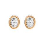 Frame Bezel Oval Solitaire Stud Earrings, lab-grown diamonds, 14K rose gold, front view