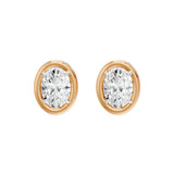 Frame Bezel Oval Solitaire Stud Earrings, lab-grown diamonds, 14K rose gold, front view