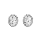 Frame Bezel Oval Solitaire Stud Earrings, lab-grown diamonds, 14K white gold, front view