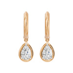 Frame Bezel Pear Dangle Huggie Earrings, lab-grown diamonds, 14K rose gold, front view