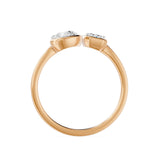 Frame Bezel Pear Emerald Two Stone Ring, lab-grown diamonds, 14K rose gold, front view