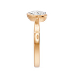 Frame Bezel Pear Emerald Two Stone Ring, lab-grown diamonds, 14K rose gold, side view
