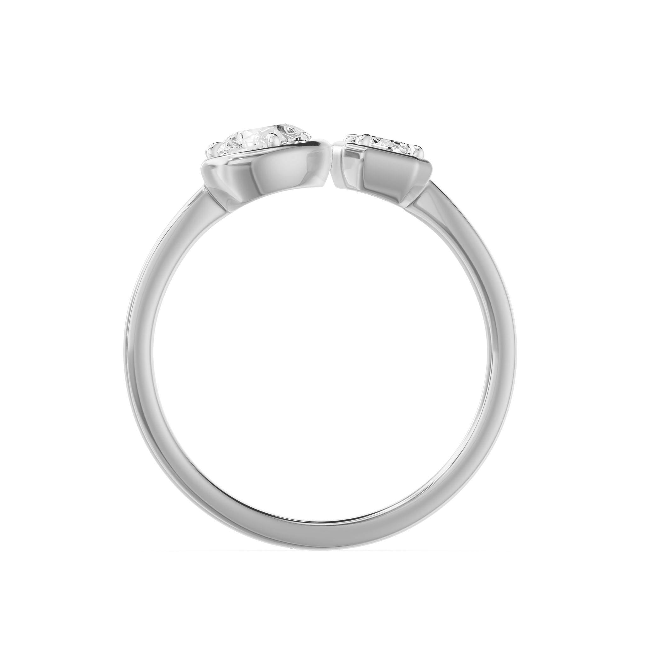 Frame Bezel Pear Emerald Two Stone Ring, lab-grown diamonds, 14K white gold, front view