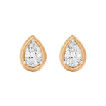 Frame Bezel Pear Solitaire Stud Earrings, lab-grown diamonds, 14K rose gold, front view