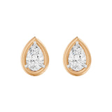 Frame Bezel Pear Solitaire Stud Earrings, lab-grown diamonds, 14K rose gold, front view