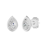 Frame Bezel Pear Solitaire Stud Earrings, lab-grown diamonds, 14K white gold, 0.55ct, front view