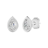 Frame Bezel Pear Solitaire Stud Earrings, lab-grown diamonds, 14K white gold, 0.55ct, front view