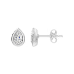 Frame Bezel Pear Solitaire Stud Earrings, lab-grown diamonds, 14K white gold, 0.55ct, side view
