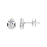 Frame Bezel Pear Solitaire Stud Earrings, lab-grown diamonds, 14K white gold, 0.55ct, side view