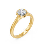 Frame Bezel Round Solitaire Ring, lab-grown diamond, 14K yellow gold, front view