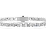 Nova Bezel Emerald Cut Diamond Tennis Bracelet, lab-grown diamonds, 14K white gold, detail view