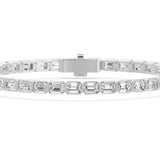 Nova Bezel Emerald Cut Diamond Tennis Bracelet, lab-grown diamonds, 14K white gold, detail view
