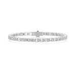 Nova Bezel Emerald Cut Diamond Tennis Bracelet, lab-grown diamonds, 14K white gold, front view