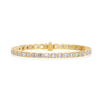Nova Bezel Emerald Cut Diamond Tennis Bracelet, lab-grown diamonds, 14K yellow gold, 5ct, front view