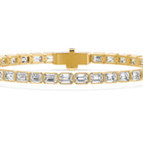 Nova Bezel Emerald Cut Diamond Tennis Bracelet, lab-grown diamonds, 14K yellow gold, 7.7ct, detail view