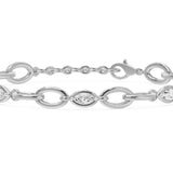 Oval Link Marquise Diamond Five Stone Bracelet, lab-grown diamonds, 14K white gold, detail view