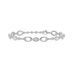Oval Link Marquise Diamond Five Stone Bracelet, lab-grown diamonds, 14K white gold, front view